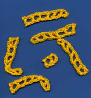 Crochet tapes for bobbins yellow set of 6